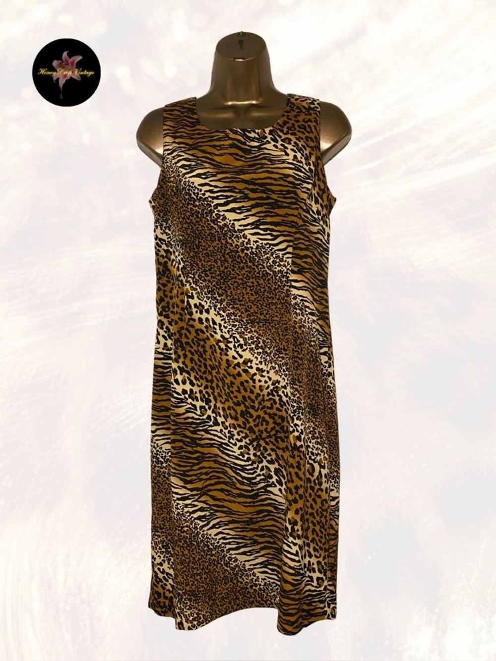 Animal Print Sleeveless Shift Dress